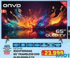ONVO 65OVF5000AQ 65 İNÇ FRAMELESS UHD QLED GOOGLE TV AKILLI TELEVİZYON